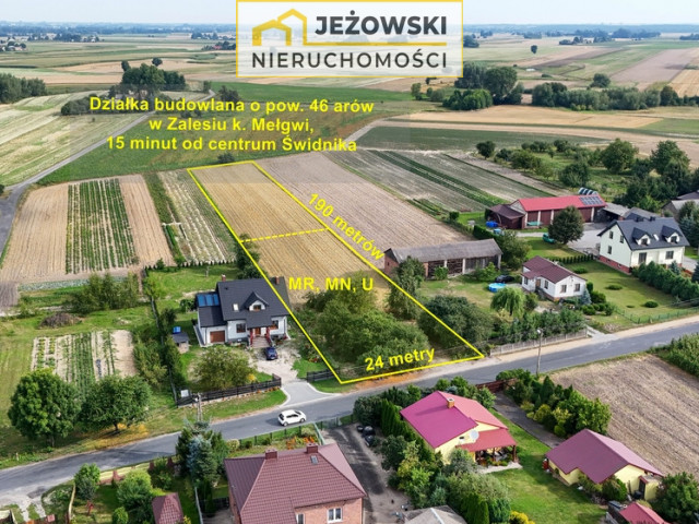 Działka budowlana 46 arów Zalesie k. Mełgwi