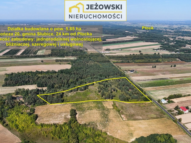 Widokowe 6 ha pod zabudowę, 24 km od Płocka.